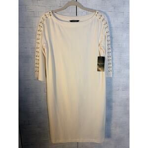 Lauren, Ralph Lauren women’s dress mini cream knit travel quite luxury romantic